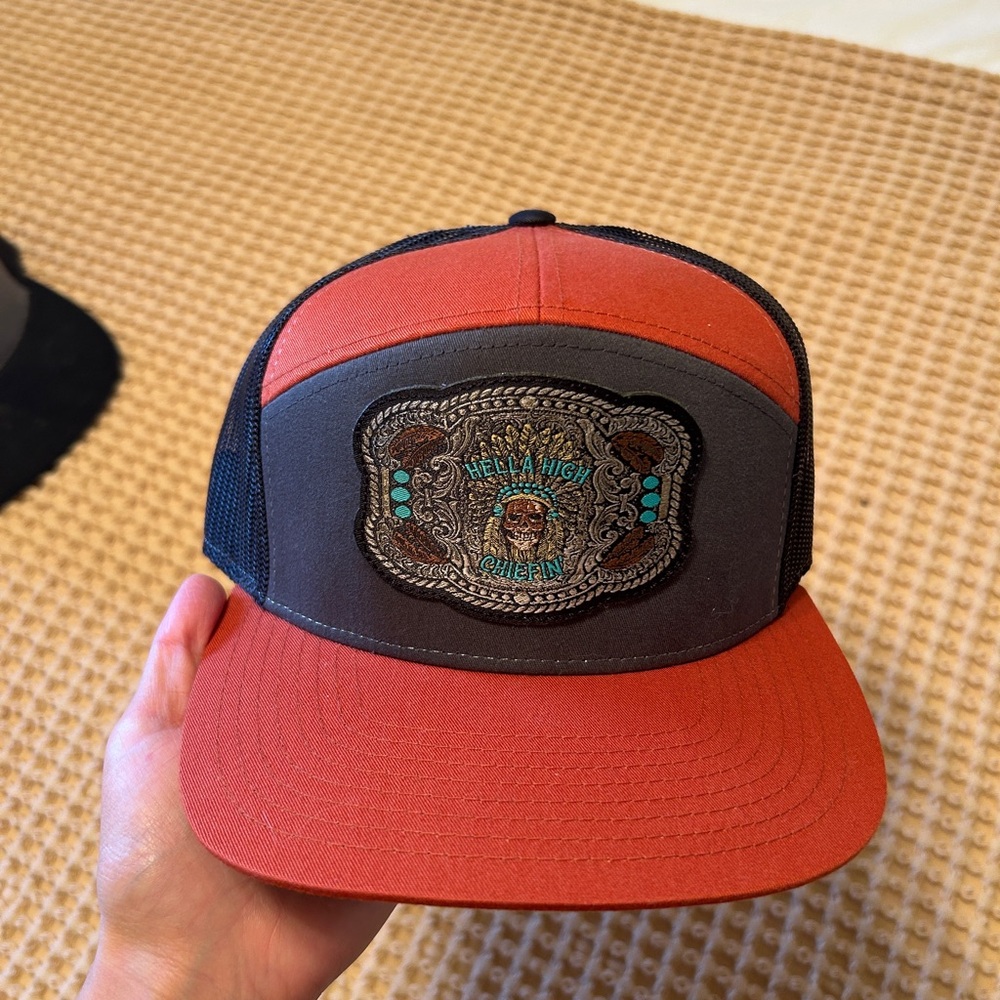 Red and Gray Western Trucker Hat